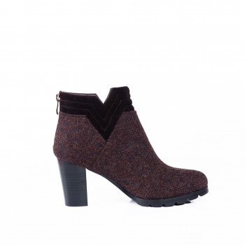 Snow Paw Block Heel Ankle Boots, Coffee